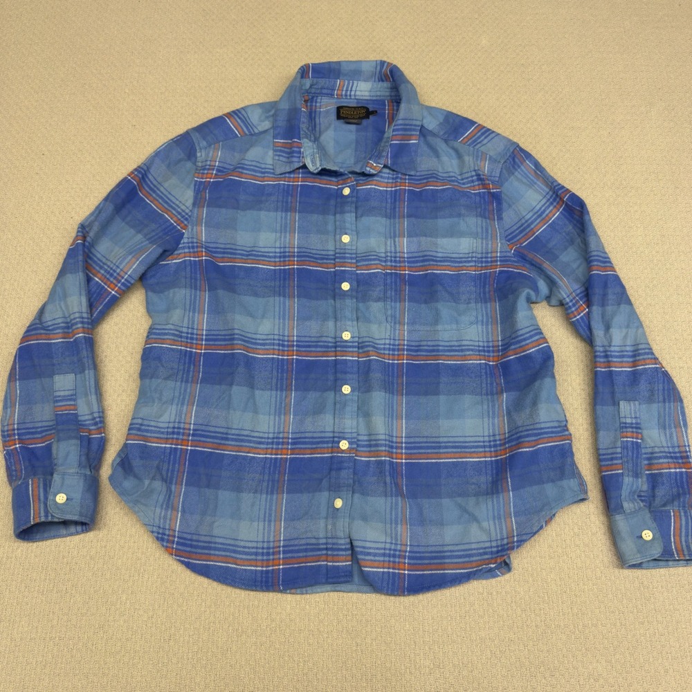 Pendleton Cotton Flannel Shirt Mens Large Blue Plaid Western Casual Gorpcore